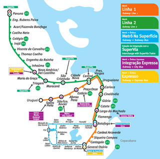 Carte du reseau MetrôRio de metro de Janeiro